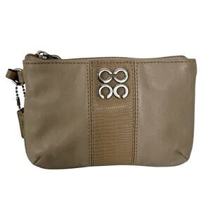 Coach Authentic Julia Beige Bisque Signature Leather Wristlet Wallet